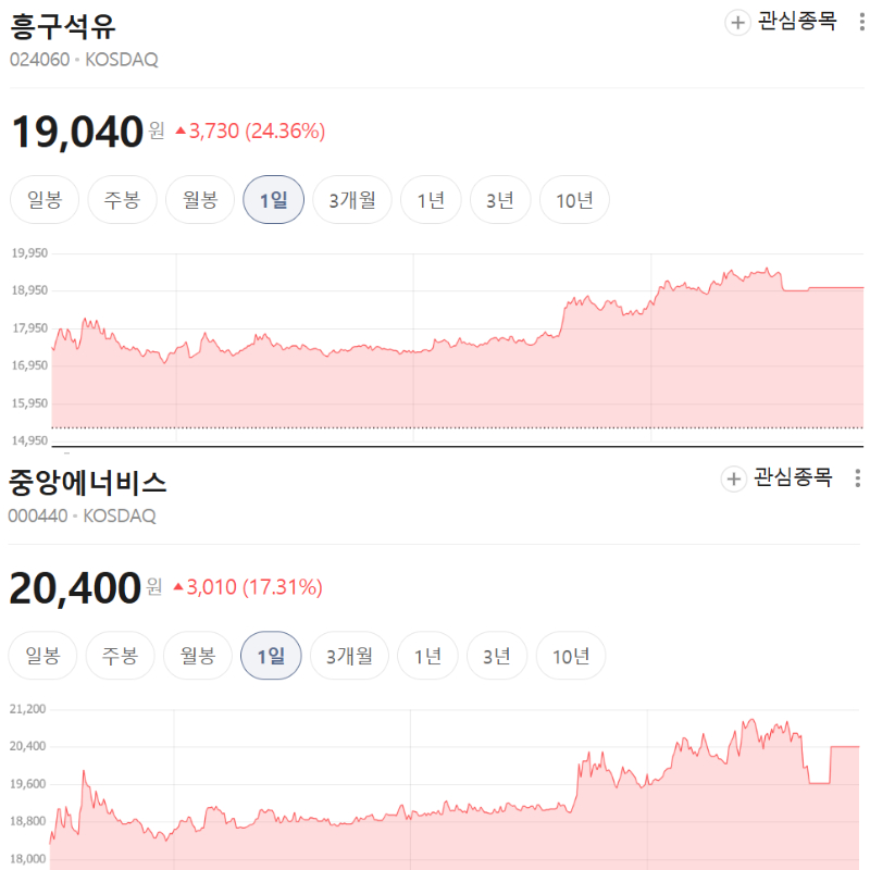 정유주 대표 상승종목